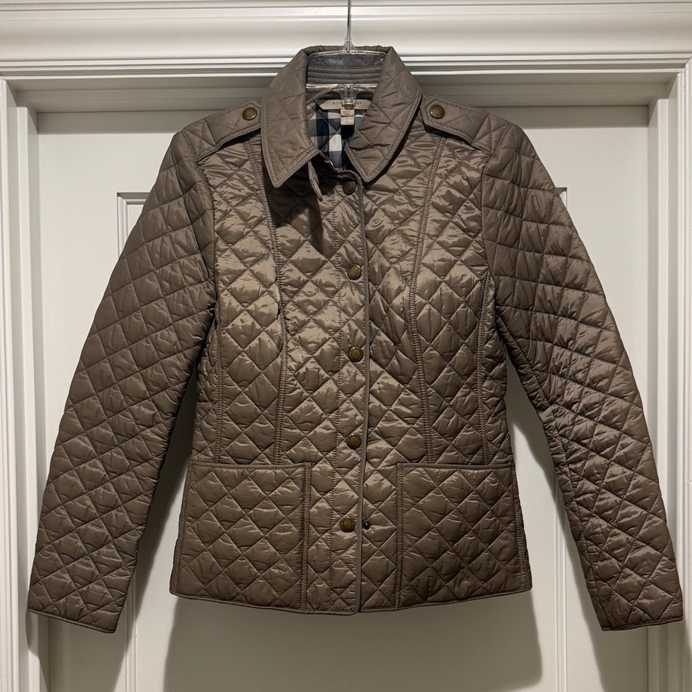 Burberry Quilted Khaki Brown Jacket Size Small